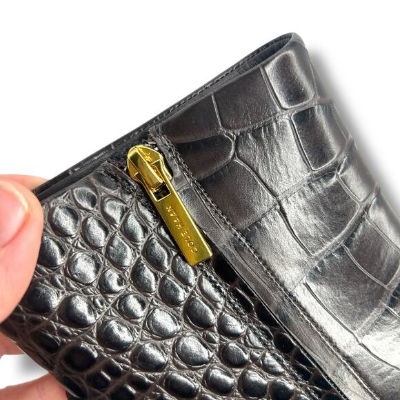 Cole Haan Gemma Dress Booties Dark Chocolate Crocodile Size 5 Square Anle Boot - Picture 11 of 15